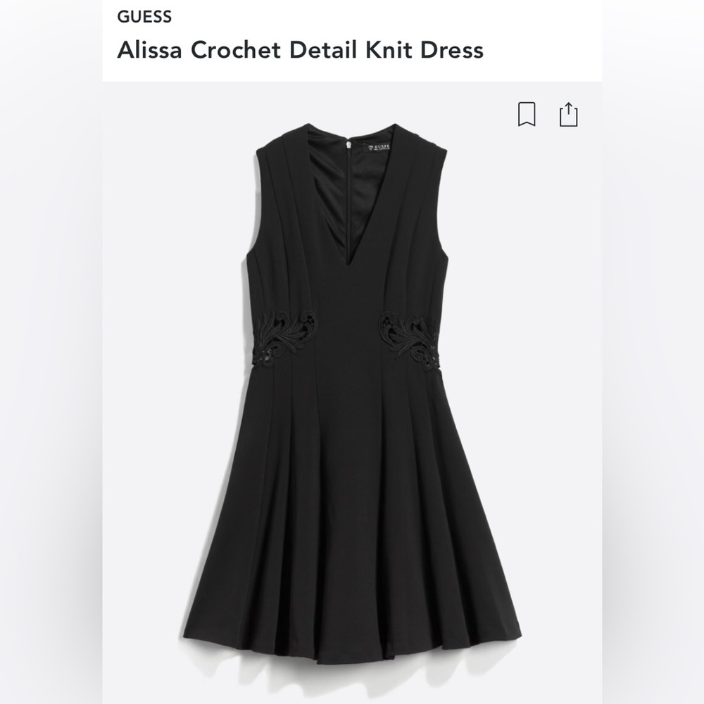 Guess Alissa Crochet Detail Knit Dress | Size 6 | Black